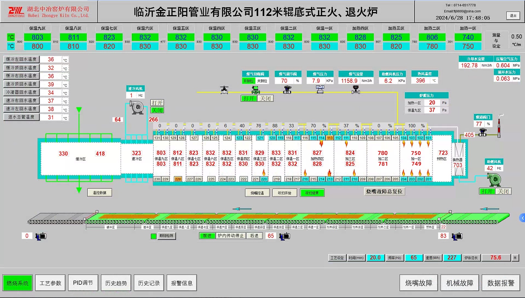 金正陽(yáng)112m輥底式正火、退火爐控制系統(tǒng)